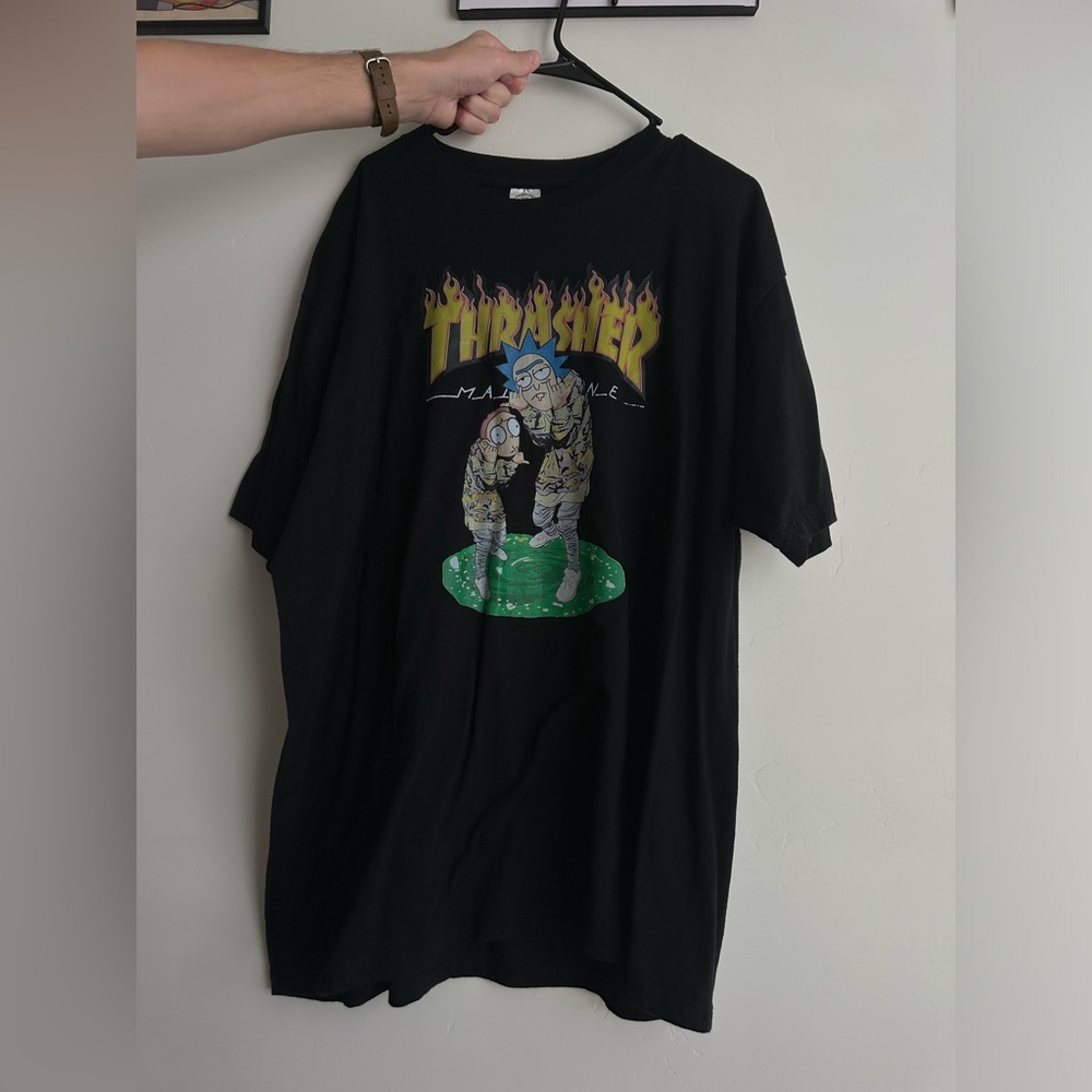 Black Thrasher Rick and Morty graphic tee tshirt